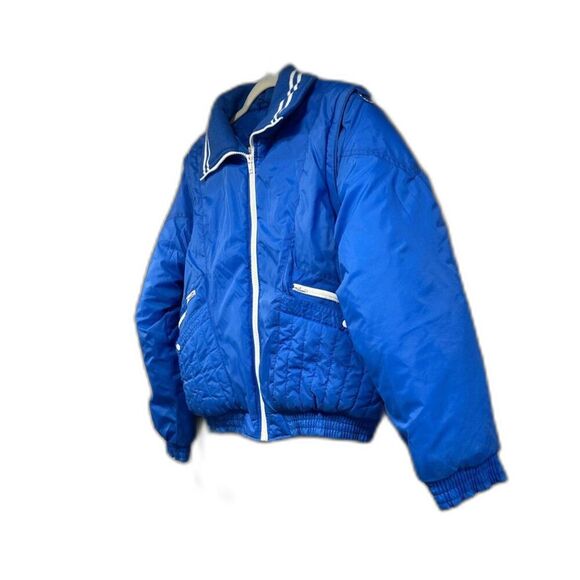 Vintage 80's Convertible Ski Jacket Women’s L Blue & White - Excellent Condition - Picture 2 of 8